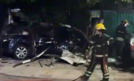 Persecución y choque en Wilde: un auto y un patrullero quedaron sobre la vereda